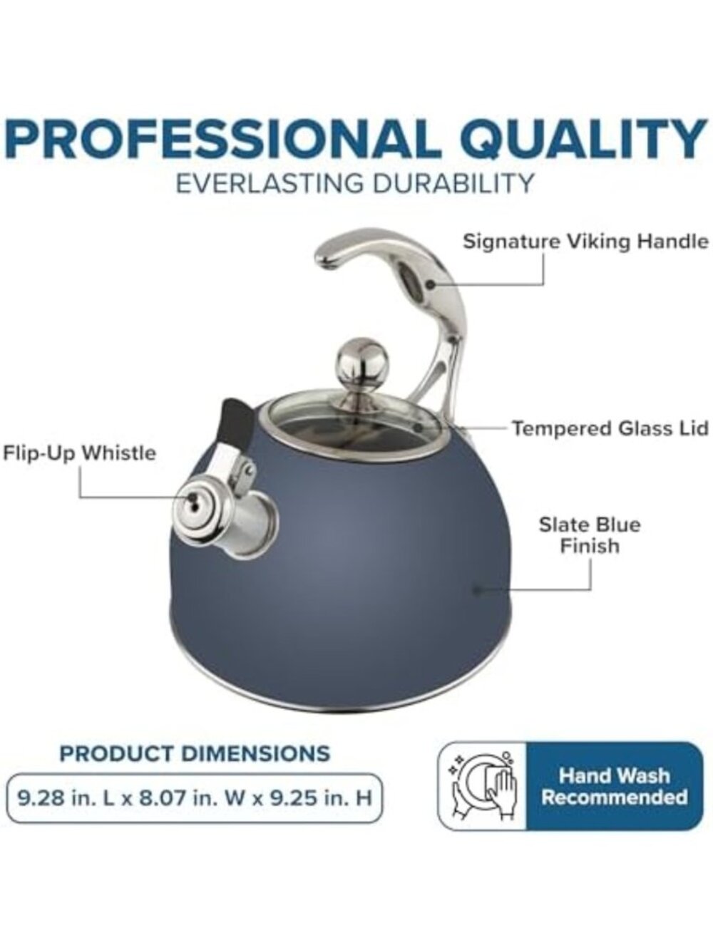 Stainless Steel 2.6 Quart Tea Kettle - Induction Ready, Ergonomic Handle, Glass - Picture 5 of 7